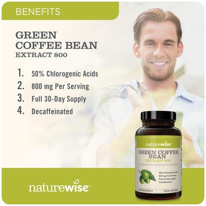 NatureWise Green Coffee Bean 800mg Max Potency Extract 50% Chlorogenic Acids NatureWiseBuy Supplements Australia