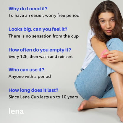 Lena Sensitive Menstrual Cup | Reusable Beginner Period Cup | Wear for 12 Hours LenaBuy Supplements Australia