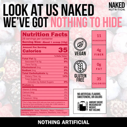 NAKED Reds Superfood Powder - Healthy, Energizing Polyphenol Fruit Powder Mix, No Fillers, No Additives, Vegan, Non-GMO, Gluten Free - 28 Servings NAKEDBuy Supplements Australia