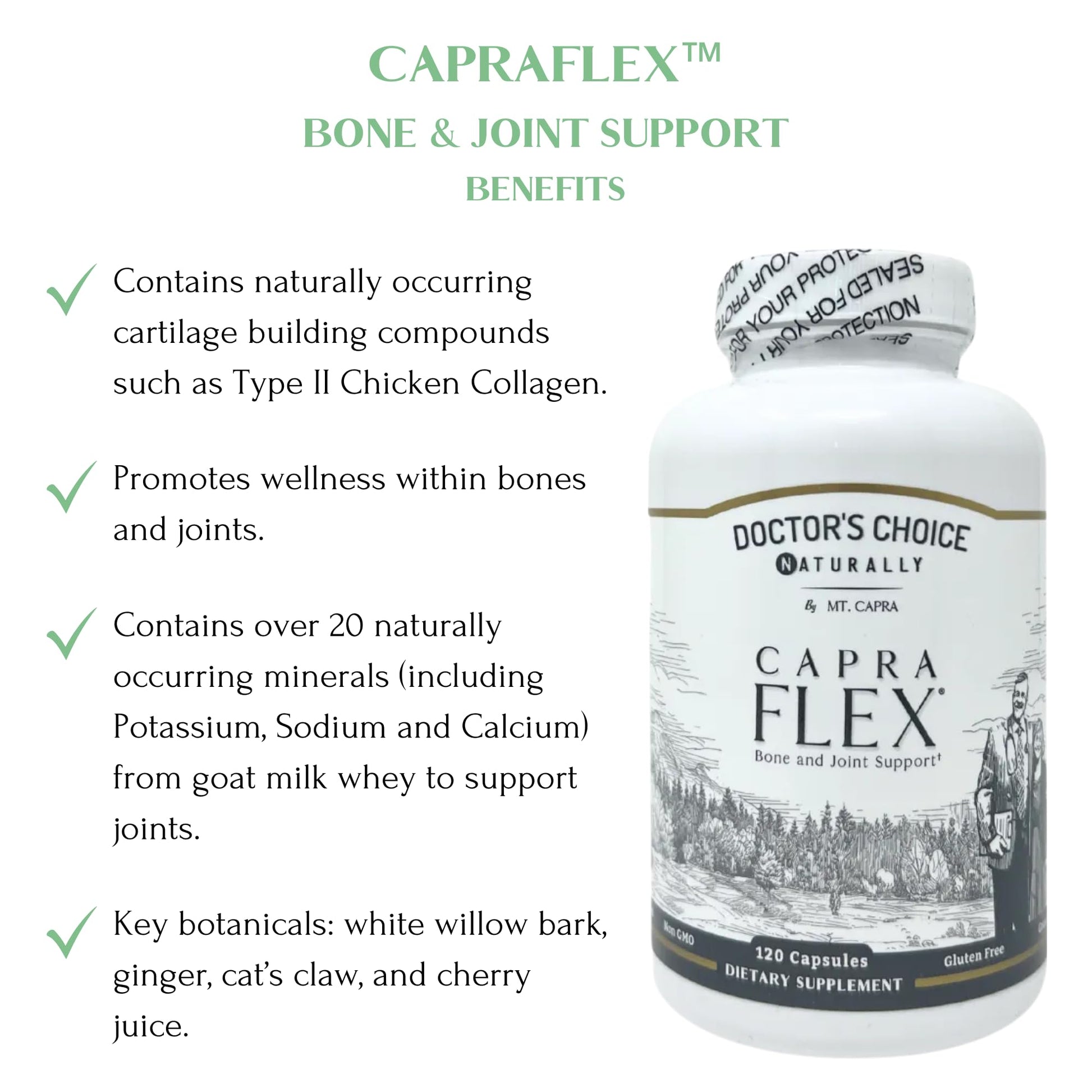 CapraFlex by Mt. Capra | Bone and Joint Support Supplement with Chicken Collagen, Hyaluronic Acid, Turmeric, and Herbs for Joint Vitality | 30 Servings - 120 Capsules Mt CapraBuy Supplements Australia