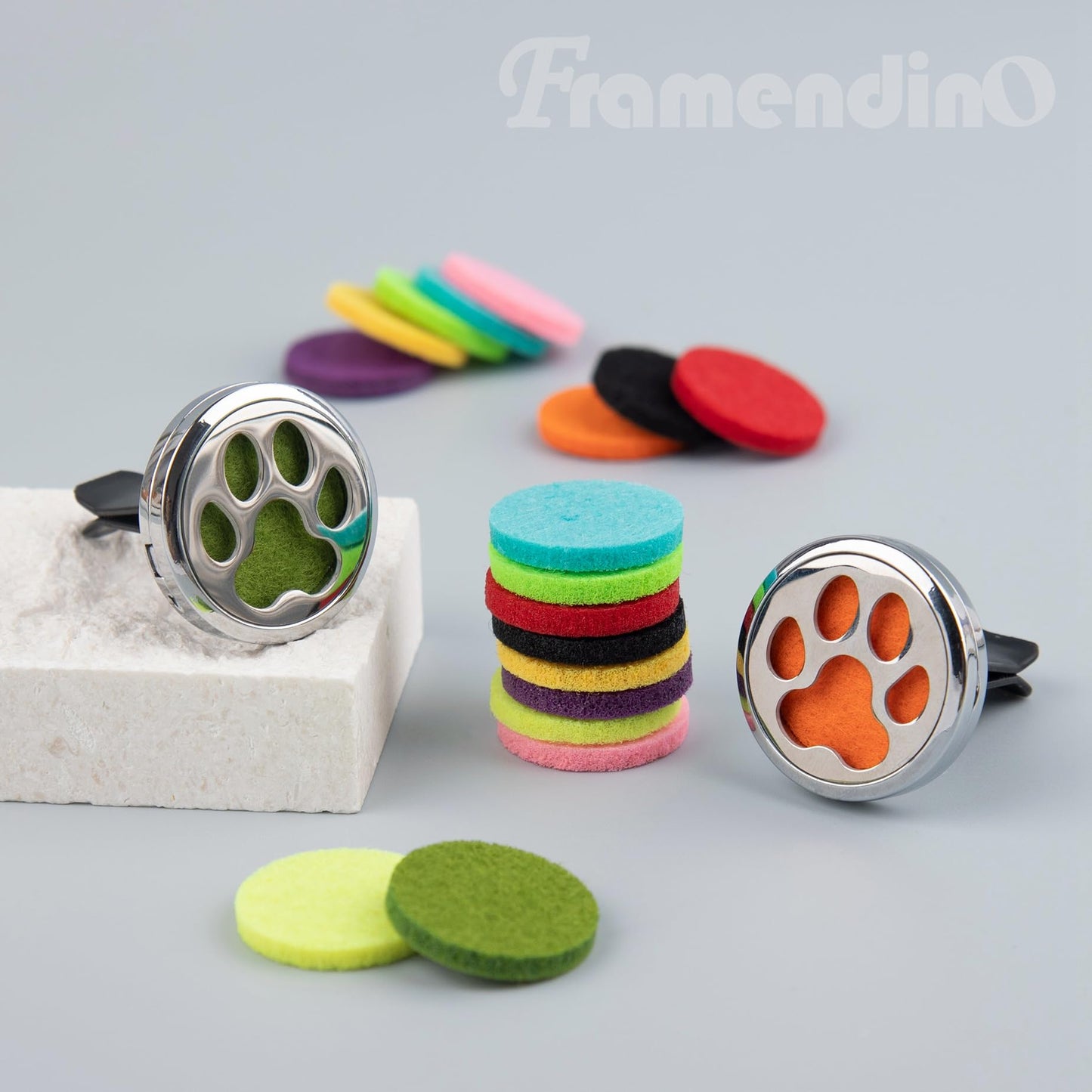 Framendino, 2 Pack Dog Paw Print Locket for Essential Oil Diffuser with 20 Felt Refill Pads FramendinoBuy Supplements Australia