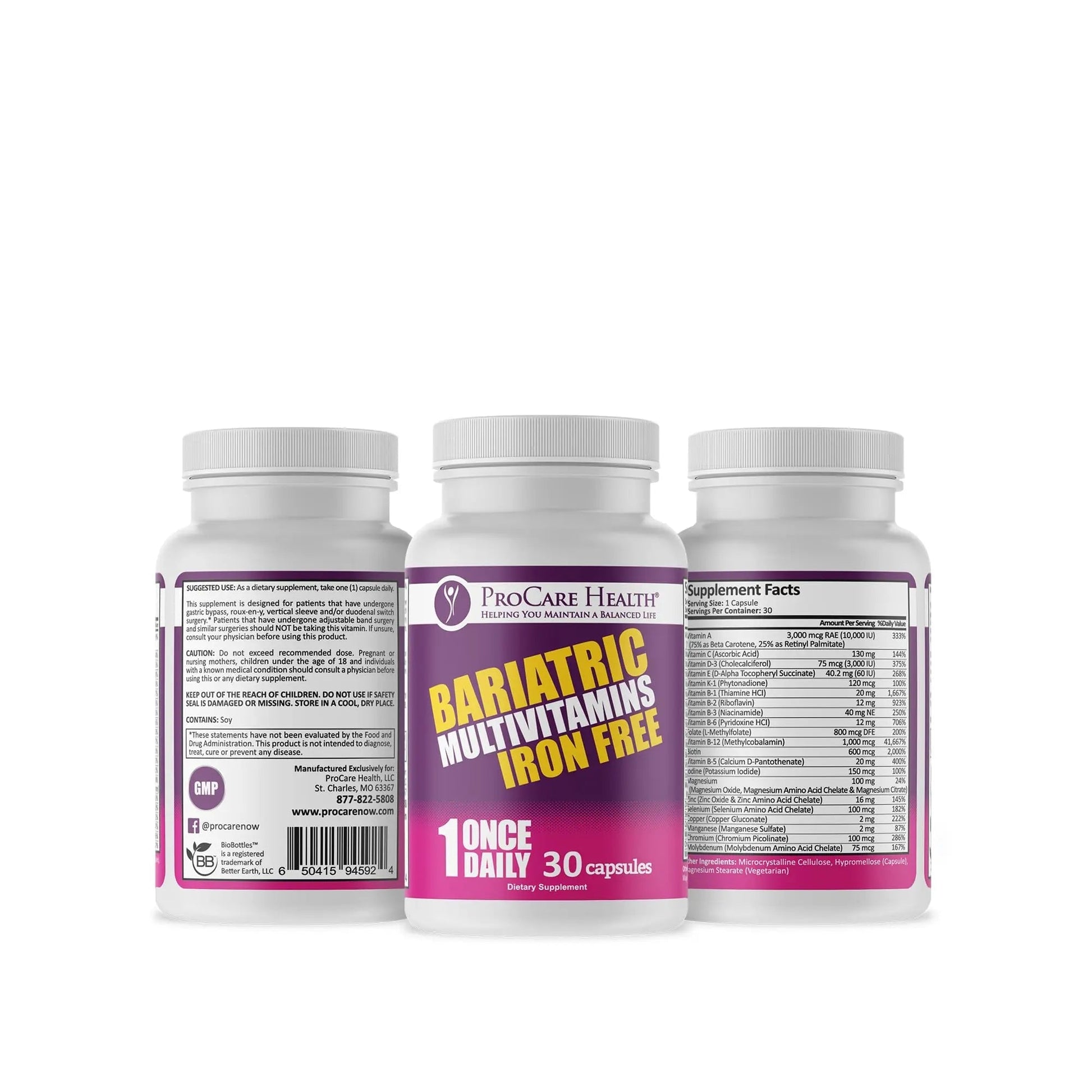 Procare Health Bariatric Multivitamin with Iron Free (30 Fast Dissolving Veggie Capsule) - Bariatric Vitamins for Gastric Sleeve & Gastric Bypass ProCare HealthBuy Supplements Australia