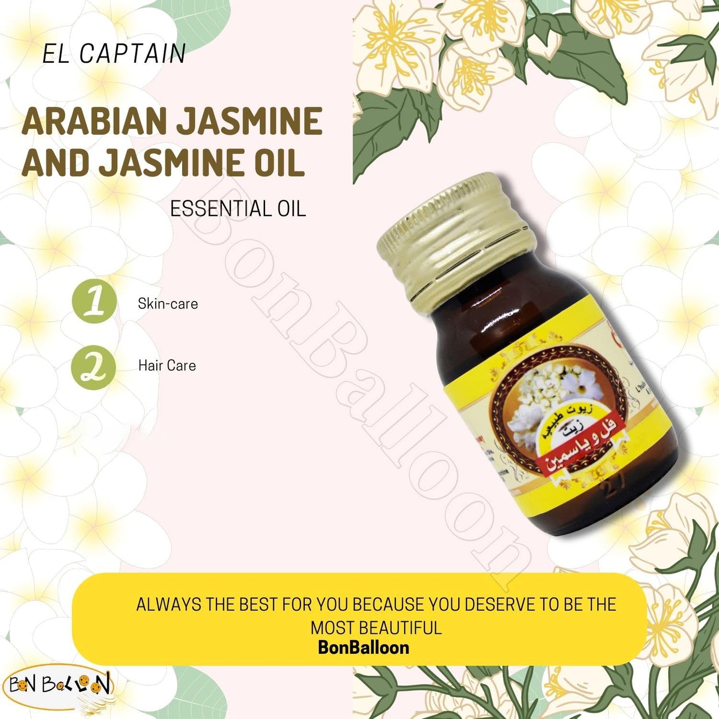 1 Pack Pure & Natural Jasmine Oil Cold Pressed El Captain Elcaptain Natural Concentrated Crude bonballoonBuy Supplements Australia