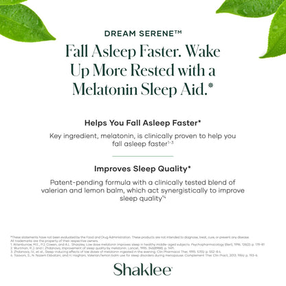 Shaklee - Dream Serene™ Melatonin Sleep Aid - Fall Asleep Faster, Wake Up Refreshed - with Melatonin, Valerian, Lemon Balm, L-Theanine - for Ultimate Beauty Sleep - 30 Softgels ShakleeBuy Supplements Australia