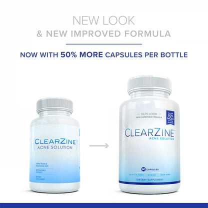 ClearZine Acne Pills for Teens & Adults | Clear Skin Supplement, Vitamins for Hormonal & Cystic Acne | Stop Breakouts, Oily Skin and Zits, 90 Caps ClearZineBuy Supplements Australia