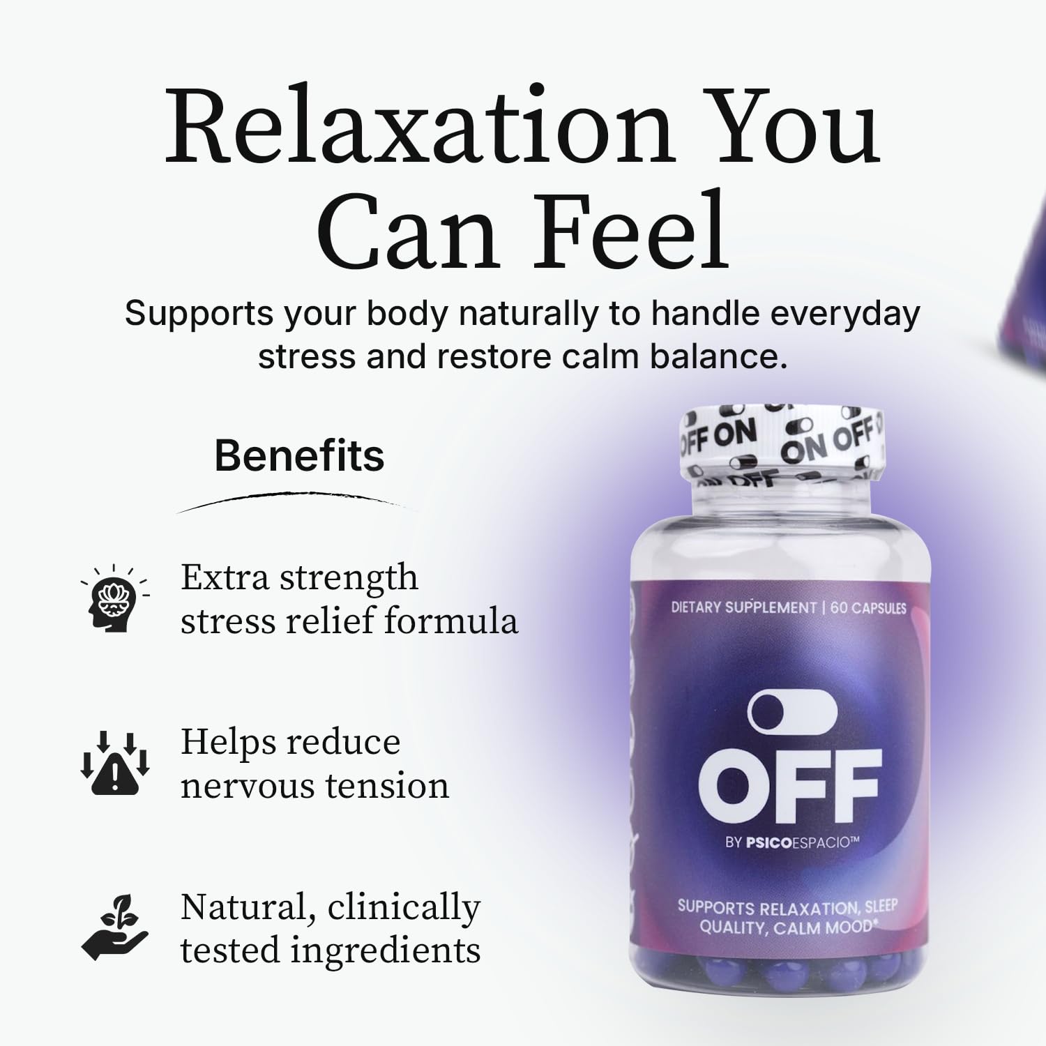 PSICÓESPACIO ON & Off Day & Night Supplement Bundle – Natural Energy with Ashwagandha + Sleep Aid with Melatonin & L-Theanine for Adults, Focus, Relaxation & Mood Support, 60 Count Each OFF BY PSICOESPACIOBuy Supplements Australia