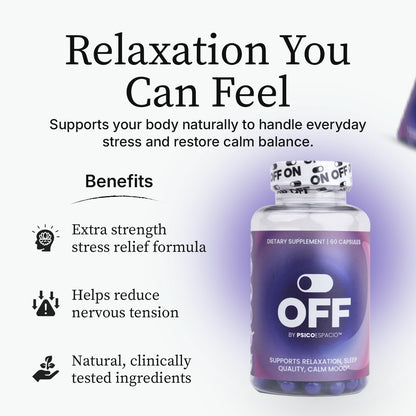 PSICÓESPACIO ON & Off Day & Night Supplement Bundle – Natural Energy with Ashwagandha + Sleep Aid with Melatonin & L-Theanine for Adults, Focus, Relaxation & Mood Support, 60 Count Each OFF BY PSICOESPACIOBuy Supplements Australia