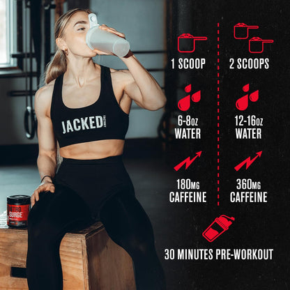 Jacked Factory NITROSURGE Shred Pre Workout Supplement - Energy Booster, Instant Strength Gains, Sharp Focus, Powerful Pumps - Nitric Oxide Booster & PreWorkout Powder