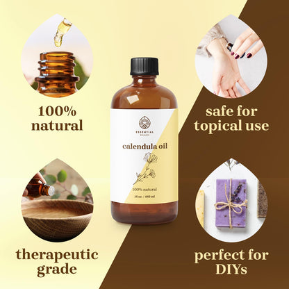 Essential Delights Calendula Oil - Premium Carrier Oil (16 fl oz) | for Skin, Face, Body, Hair Revitalization Essential DelightsBuy Supplements Australia