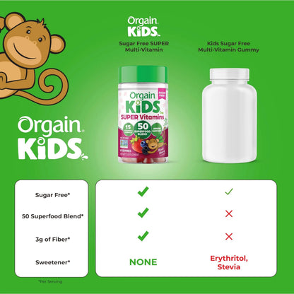 Orgain Kids Sugar Free Multivitamin Gummies, Vegan & Plant Based, 50 Superfoods, 15 Vitamins and Minerals, Immune Support and 3g of Fiber OrgainBuy Supplements Australia