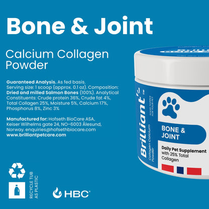 Hofseth BioCare Brilliant Bone & Joint Supplement for Dogs - High Strength Calcium & Collagen Powder for Joint & Hip Support, Essential Supplement for Dog’s of All Ages - 10.6 Oz Hofseth BioCareBuy Supplements Australia
