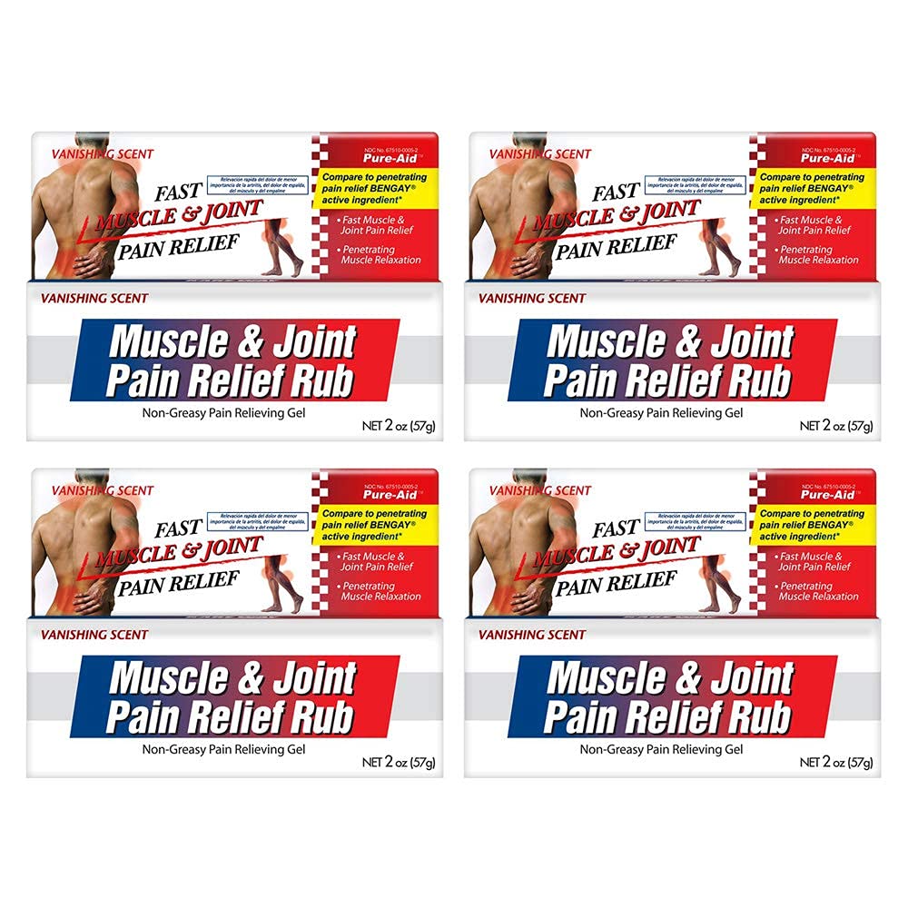 Pure-Aid Muscle & Joint Pain Relief Rub, Fast Relief from Minor Arthritis, Backache, Muscle & Joint Pain Non-Greasy Cream, 2oz (4pk) Pure-AidBuy Supplements Australia