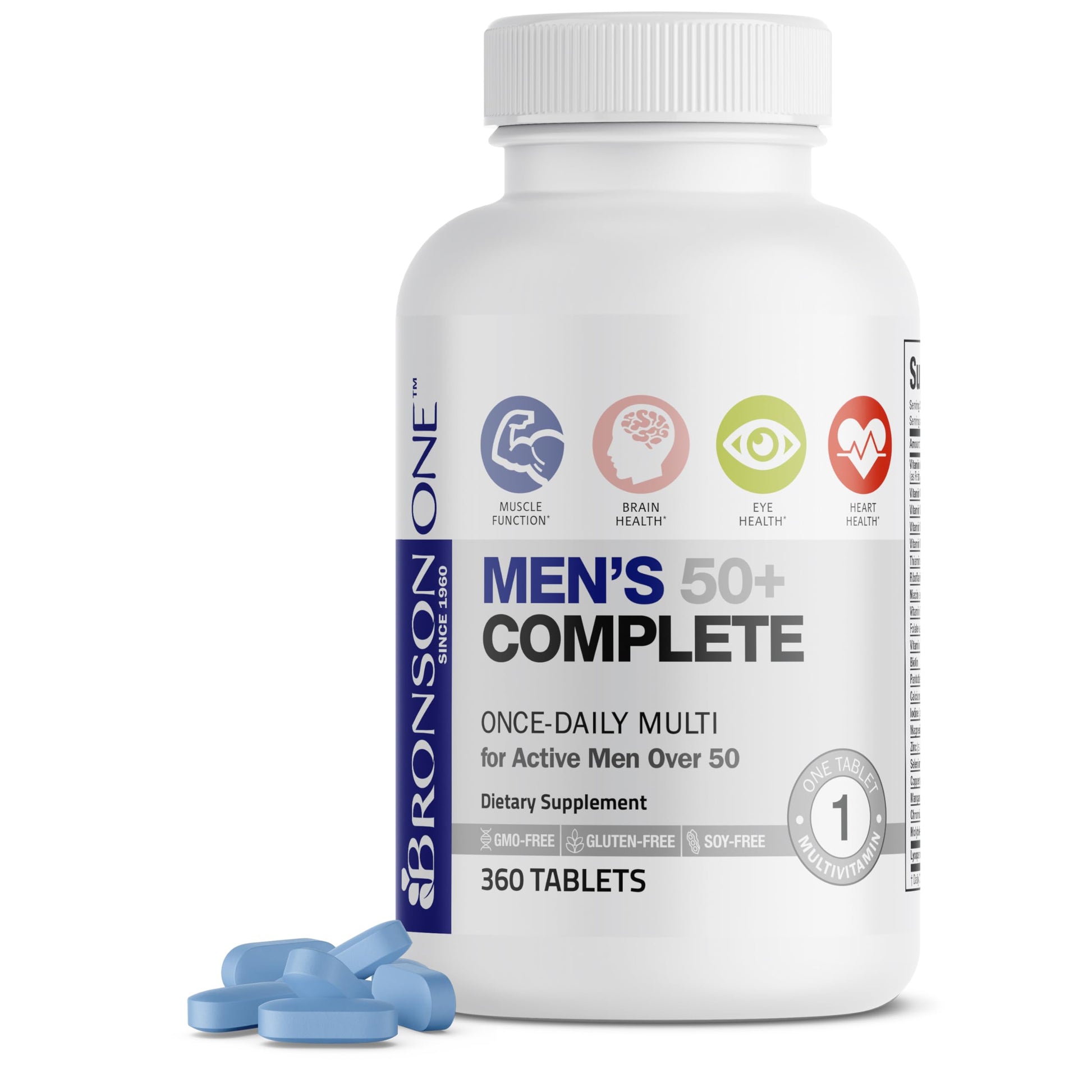 Bronson ONE Daily Mens 50+ Complete Multivitamin Multimineral, 360 Tablets BronsonBuy Supplements Australia