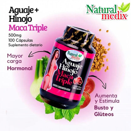 Natural medix Aguaje Hinojo Maca Triple (Maca Root Supplement) Premium 100 Capsules | Premium Botanical Blend for Feminine Balance & Confidence Natural medixBuy Supplements Australia