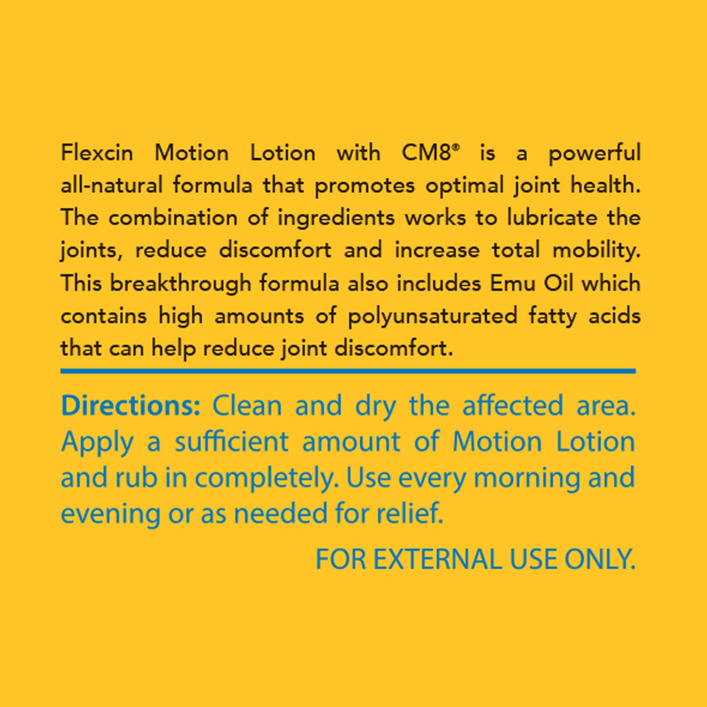 Flexcin Motion Lotion with CM8 - Joint & Muscle Therapy Cream for Back, Neck, Knee, Hand, Foot - Fast Absorbing with DMSO, Emu Oil, Aloe Vera - Non-Greasy 4oz Jar FlexcinBuy Supplements Australia