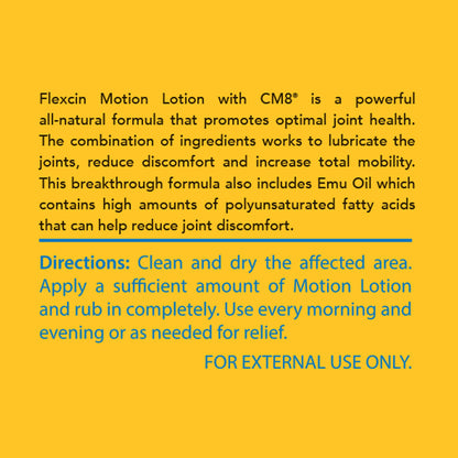 Flexcin Motion Lotion with CM8 - Joint & Muscle Therapy Cream for Back, Neck, Knee, Hand, Foot - Fast Absorbing with DMSO, Emu Oil, Aloe Vera - Non-Greasy 4oz Jar FlexcinBuy Supplements Australia