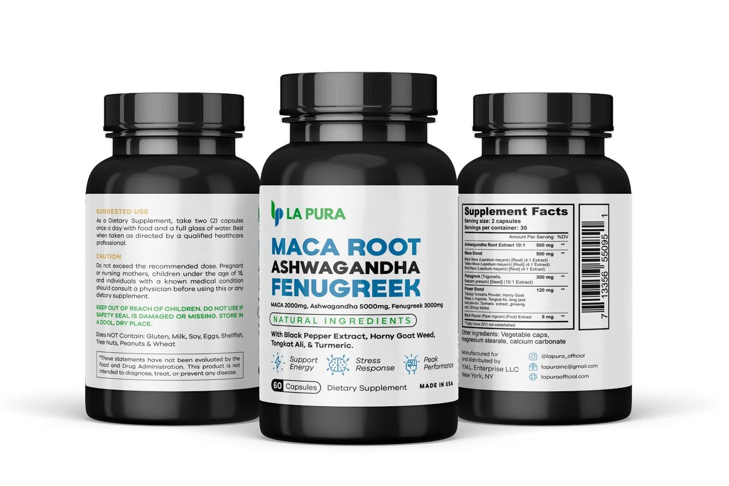 LaPura Ashwagandha 5000mg Maca Root 2000mg Fenugreek 3000mg Supplement LaPuraBuy Supplements Australia