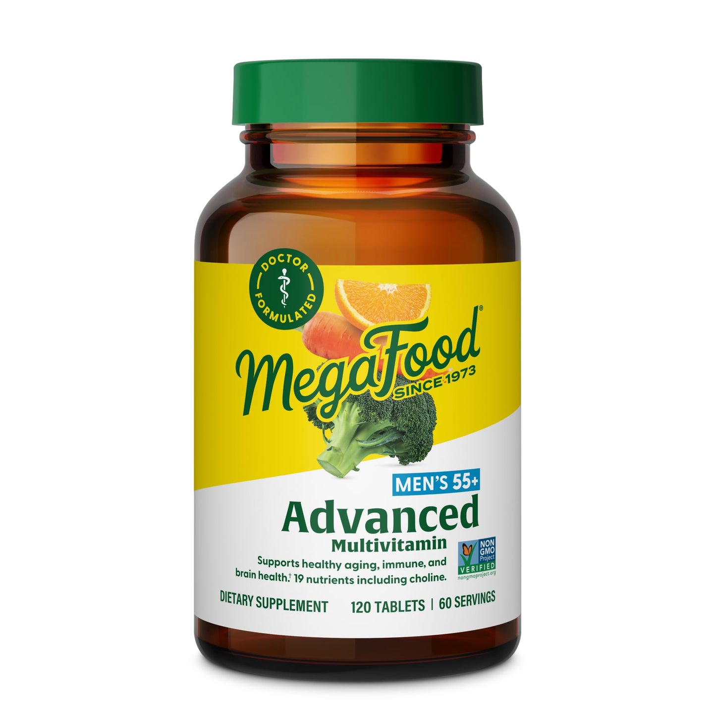 MegaFood Advanced Multivitamin for Men 55+, Mens Multivitamins 50 Plus, Methylated B12, Methyl folate, Choline, Vitamin D, Brain & Muscle Health, Immune Support, Vegetarian - 120 Tablets (60 Servings) MegaFoodBuy Supplements Australia