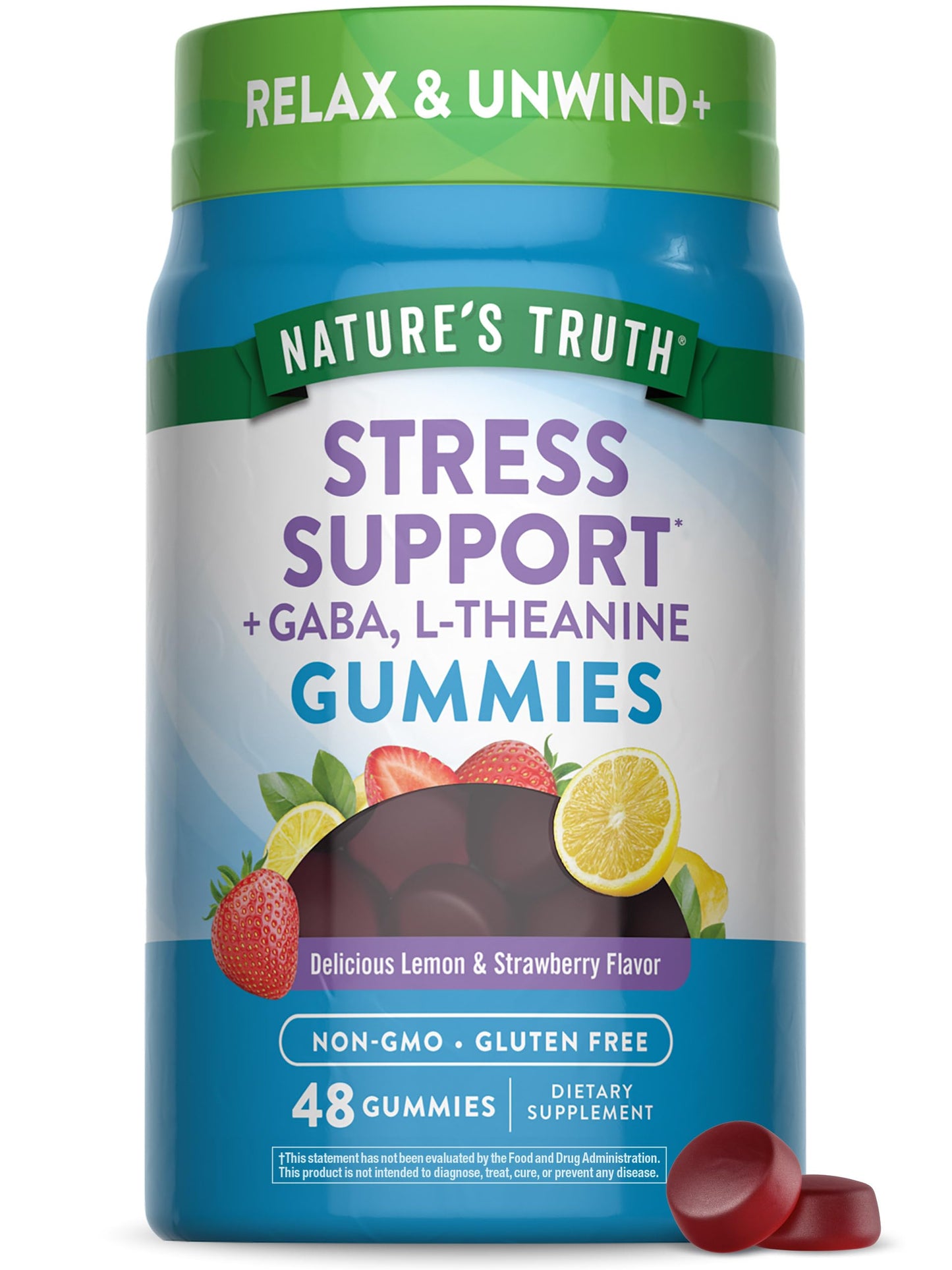 Nature's Truth Stress Relief Gummies for Adults | with Gaba, L Theanine, and Lemon Balm | Lemon Strawberry Flavor | Non-GMO & Gluten Free Supplement Nature's TruthBuy Supplements Australia