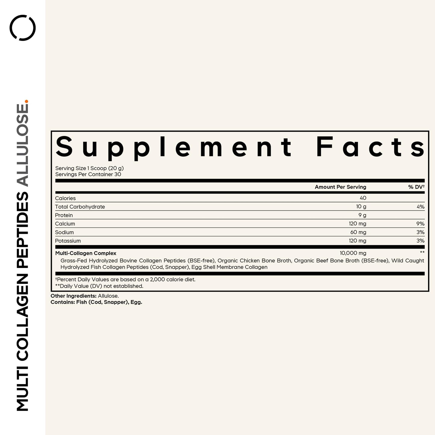 Codeage Multi Collagen Peptides Powder + Allulose - 5 Types - Grass-Fed Collagen - Rare Sugar Allulose Supplement - 0 Calorie Sweetener & 0 Carbs - 18 Amino Acids - Unflavored - Non-GMO - 30 Servings CodeageBuy Supplements Australia