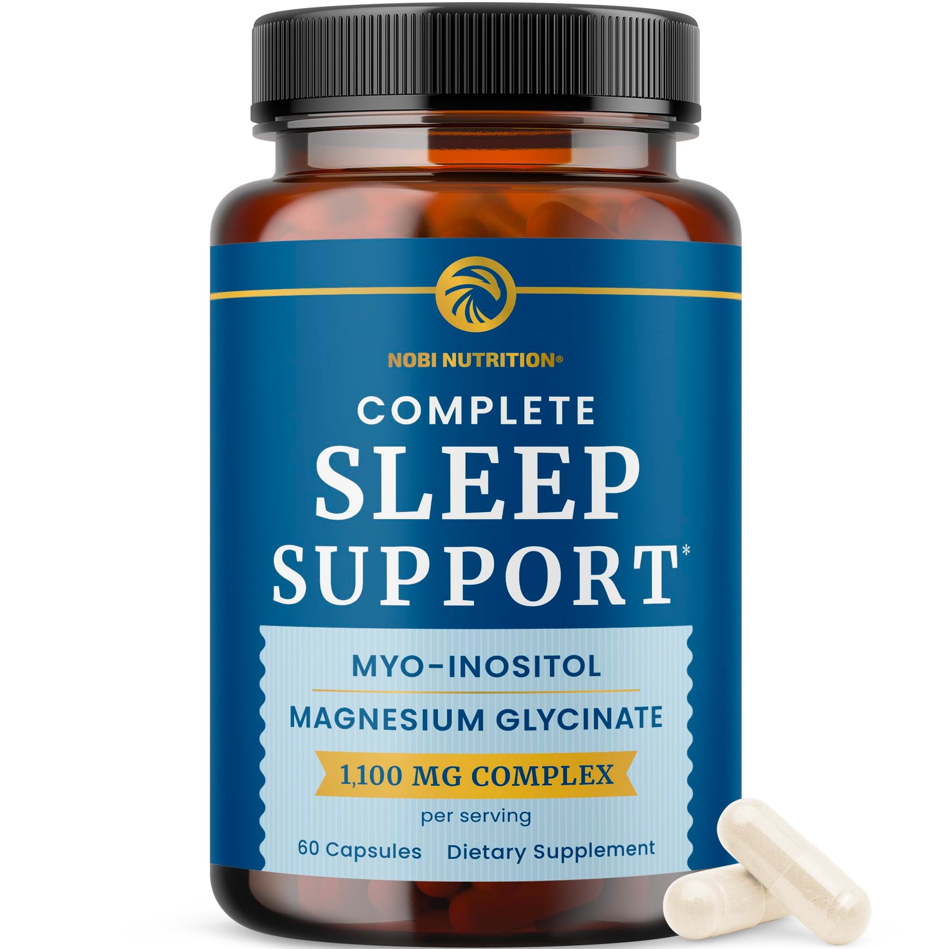Complete Sleep Support | Myo Inositol + Magnesium Glycinate | Restful Sleep & Relaxation Support | 1100MG Complex | Melatonin-Free, Non-GMO | Inositol Supplement with Magnesium-Glycinate | 60 Ct Nobi NutritionBuy Supplements Australia
