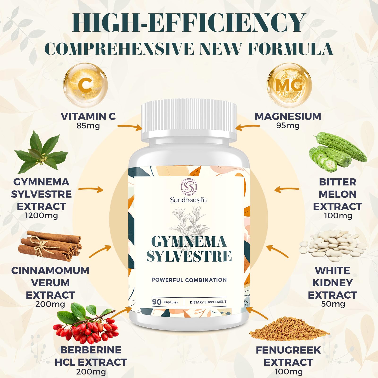 Sundhedsliv 16 in 1 Blxxd Sugr Effective Gymnema Sylvestre Supplement 2100MG | with Berberine, Cinnamon, Bitter Melon | Vitamins, Magnesium & Chromium | 90 Vegan Capsules SundhedslivBuy Supplements Australia
