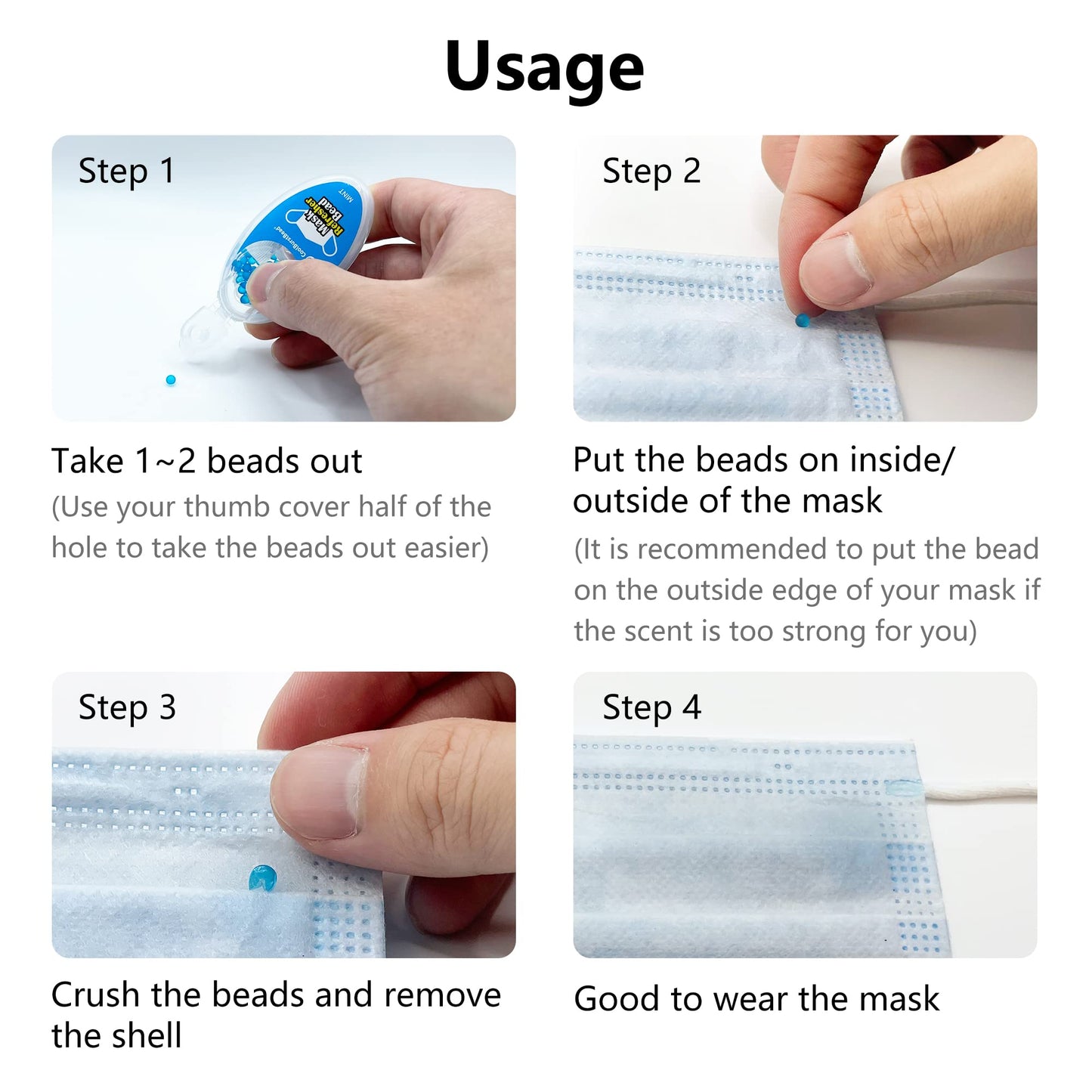 CoolBurstBead Face Mask Refresher, Long-Lasting & Strong Refreshing Fragrance, 4-Pack CoolBurstBeadBuy Supplements Australia