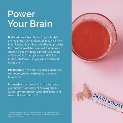 BRAINMD Dr Amen Brain Boost On The Go - 10 Packets, Berry Flavor - Nootropic Drink Powder, Promotes Focus, Clarity & Mental Energy - Caffeine Free, Gluten Free - 10 Servings BRAINMDBuy Supplements Australia