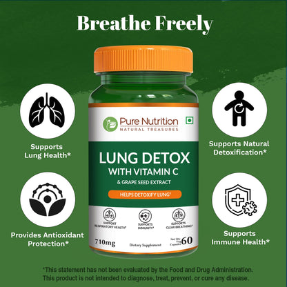 Pure Nutrition Lung Health Supplement | 60 Caps | Herbal Lung Support Formula with Quercetin, Vitamin C, Nettle, Vasaka Leaf, Lotus, Licorice & Ginger. PURE NUTRITION NATURAL TREASURESBuy Supplements Australia