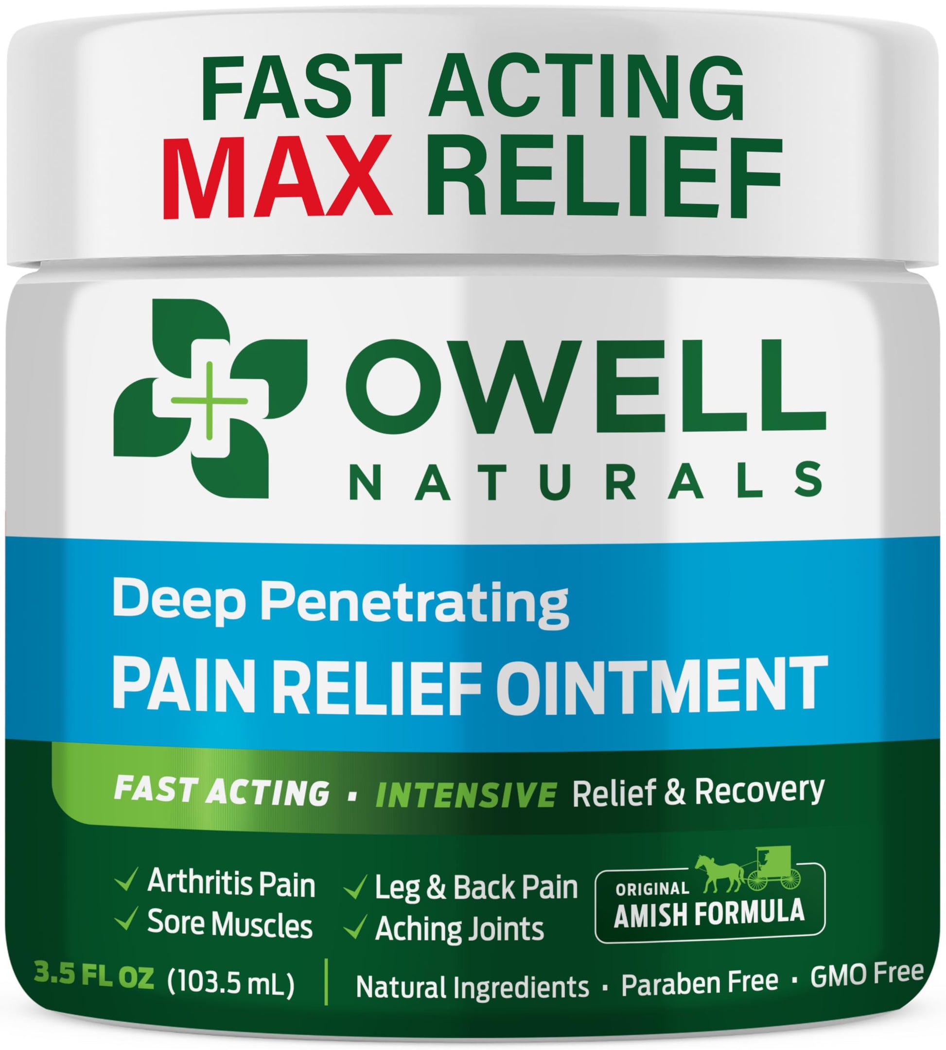 OWELL NATURALS Pain Relief Ointment Deep Penetrating Fast Acting Formula for Arthritis, Joint & Muscle Discomfort, Stiffness, Long-Lasting Soothing Balm, 3.5 oz Owell NaturalsBuy Supplements Australia