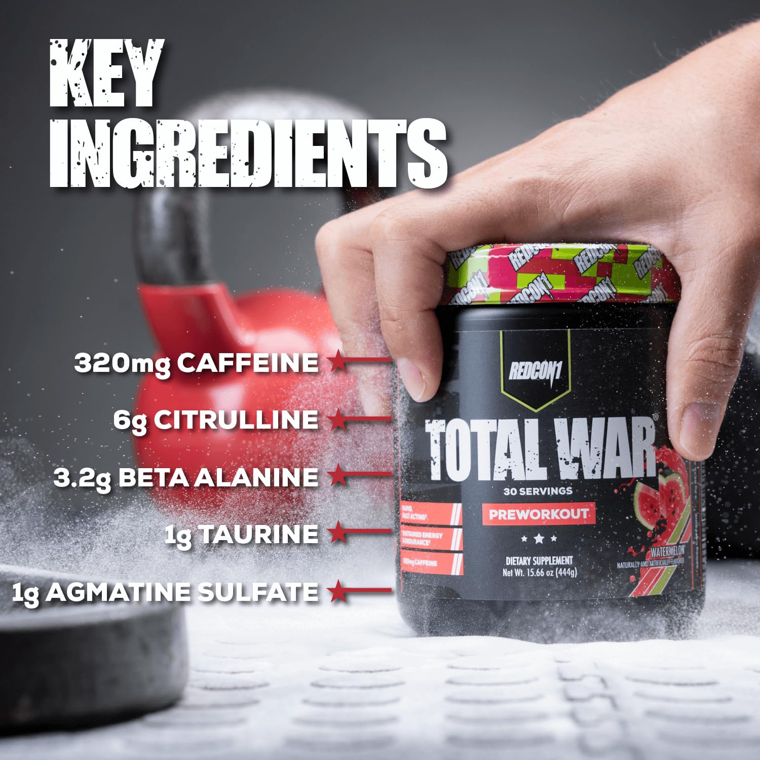 REDCON1 Total War Pre Workout Powder, Kiwi Lime - Beta Alanine + Citrulline Malate Keto REDCON1Buy Supplements Australia