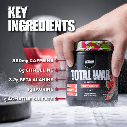 REDCON1 Total War Pre Workout Powder, Kiwi Lime - Beta Alanine + Citrulline Malate Keto REDCON1Buy Supplements Australia