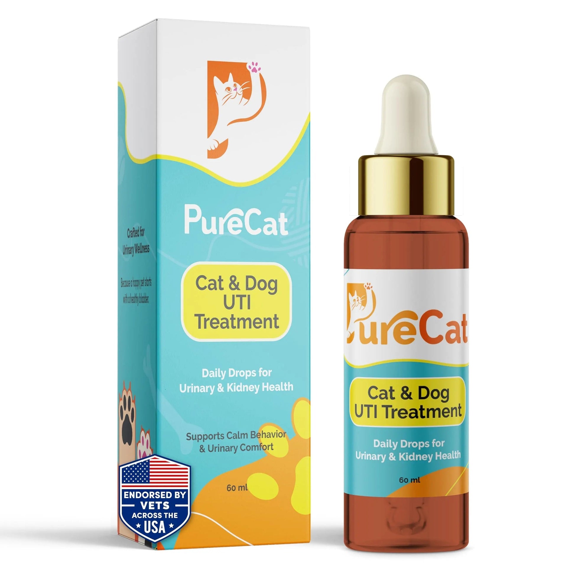PureCat Urinary Tract Infection Care for Cat & Dog | Calming Urinary Tract & Kidney Support for Pets | Bladder Infection Treatment | UTI Drops | Veterinarian Recommended PureCatBuy Supplements Australia