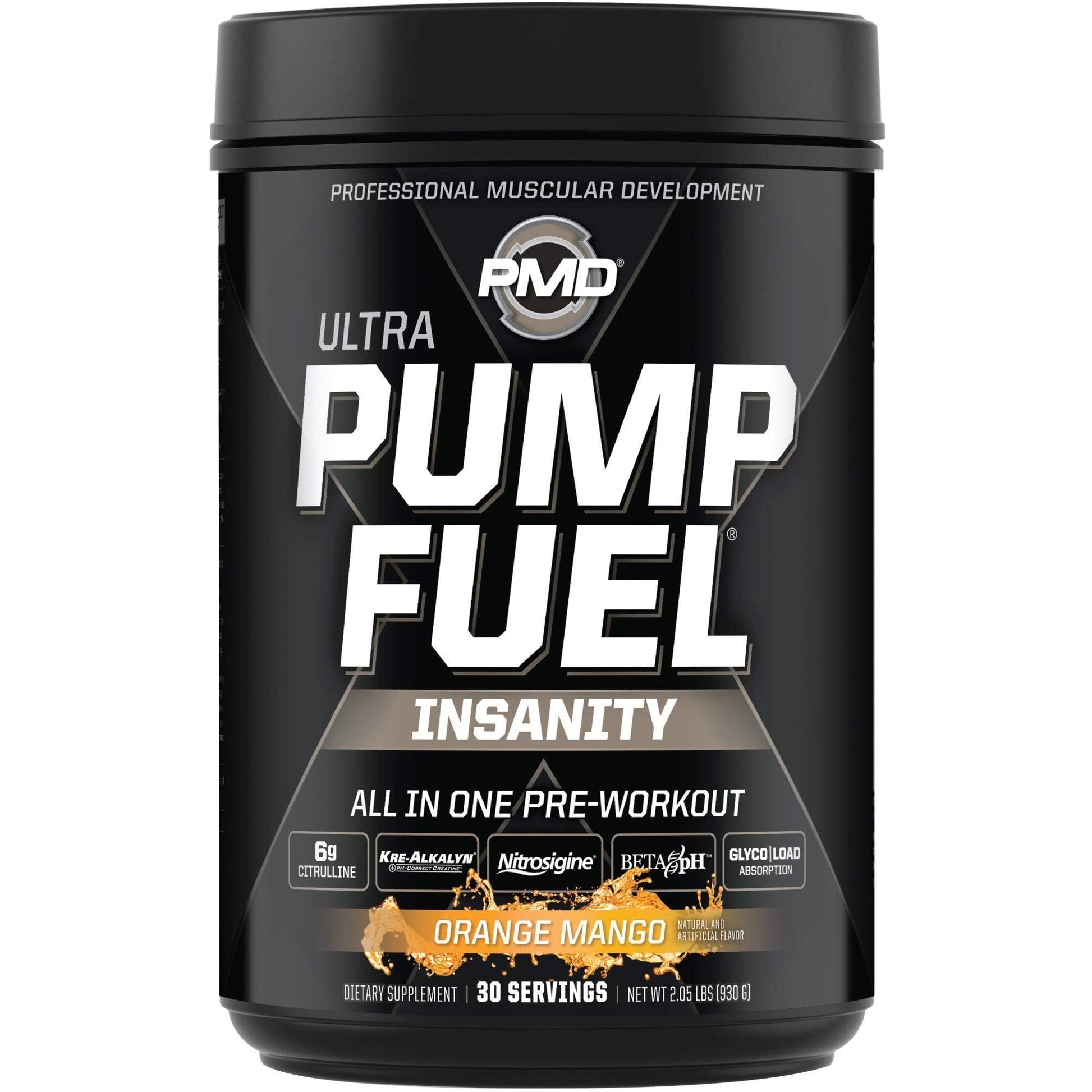 PMD Sports Ultra Pump Fuel Insanity - Pre Workout - Tropical Orange Mango (30 Servings) Sports CG5 Premium Creatine and L-Glutamine Powder (60 Servings)