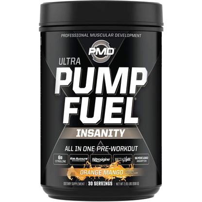 PMD Sports Ultra Pump Fuel Insanity - Pre Workout - Tropical Orange Mango (30 Servings) Sports CG5 Premium Creatine and L-Glutamine Powder (60 Servings)
