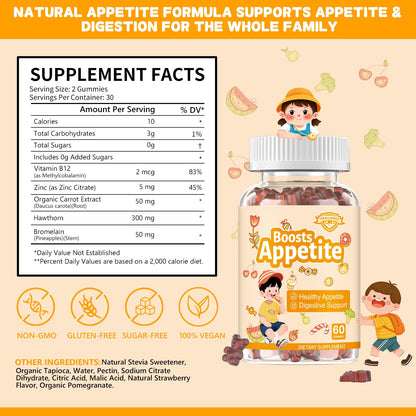 Appetite Booster Gummies for Kids Adults – Natural Blend of Hawthorn Zinc Carrot Supports Digestion Helps Increase Appetite, Promotes Healthy Eating Habits for Picky Eaters (Mixed Fruit Flavor) HeallianceBuy Supplements Australia
