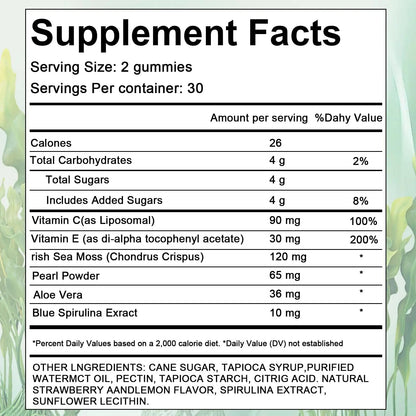 YATIME Hair Loss Gummies,Sea Moss Gummies with Vitamin C, Vitamin E, Aloe Vera, Pearl Powder Support Faster Hair Growth YATIME