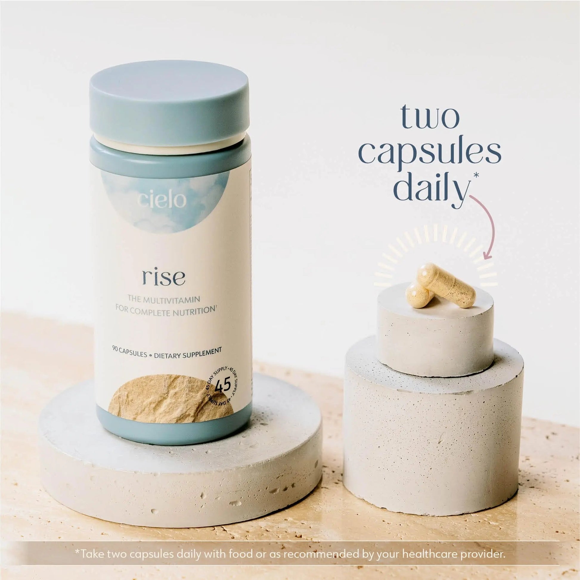 Cielo Rise Multivitamin for Women and Men - Vitamin A, C, D3, E K2, & More - Magnesium Glycinate, Citrate, and Malate for Digestive Support Cielo