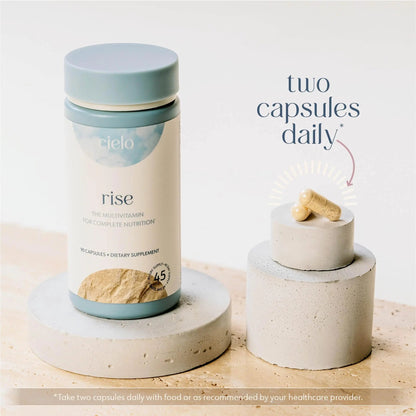 Cielo Rise Multivitamin for Women and Men - Vitamin A, C, D3, E K2, & More - Magnesium Glycinate, Citrate, and Malate for Digestive Support Cielo