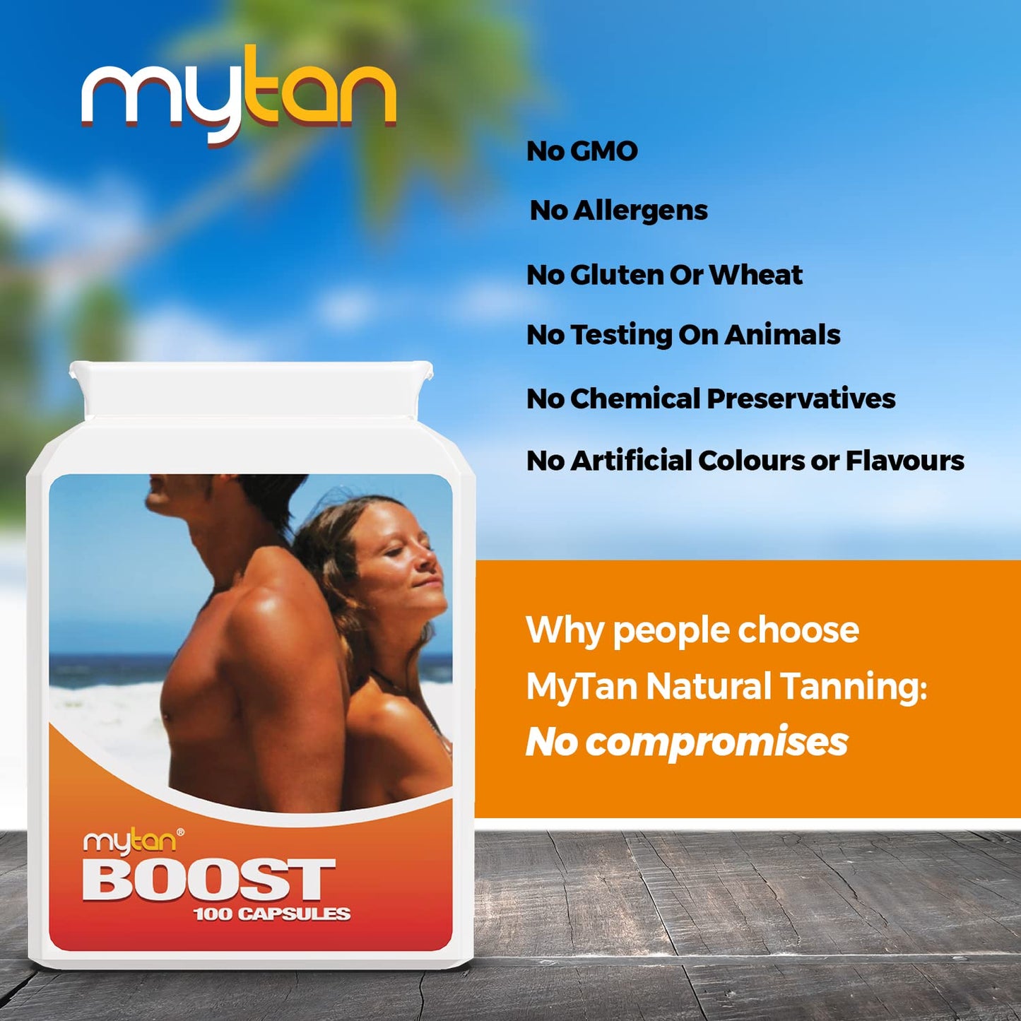 MyTan Boost Tan Pills | 100 Capsules | Sun Tan Accelerator | Natural Tanning Supplement | Tyrosine, Copper Multivitamin | 25-Day Extended Holiday Supply MyTanBuy Supplements Australia