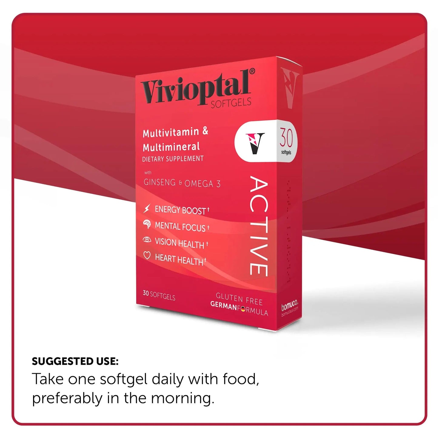 Vivioptal Active, 30 Softgels, Ginseng & Omega 3, Multivitamin & Multimineral, Gluten Free, German Formula Vivioptal VitaminsBuy Supplements Australia