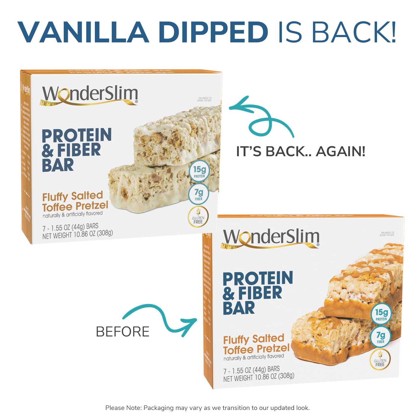 WonderSlim Protein & Fiber Bar, Salted Toffee Pretzel, 15g Protein, 7g Fiber, Gluten Free WonderSlimBuy Supplements Australia