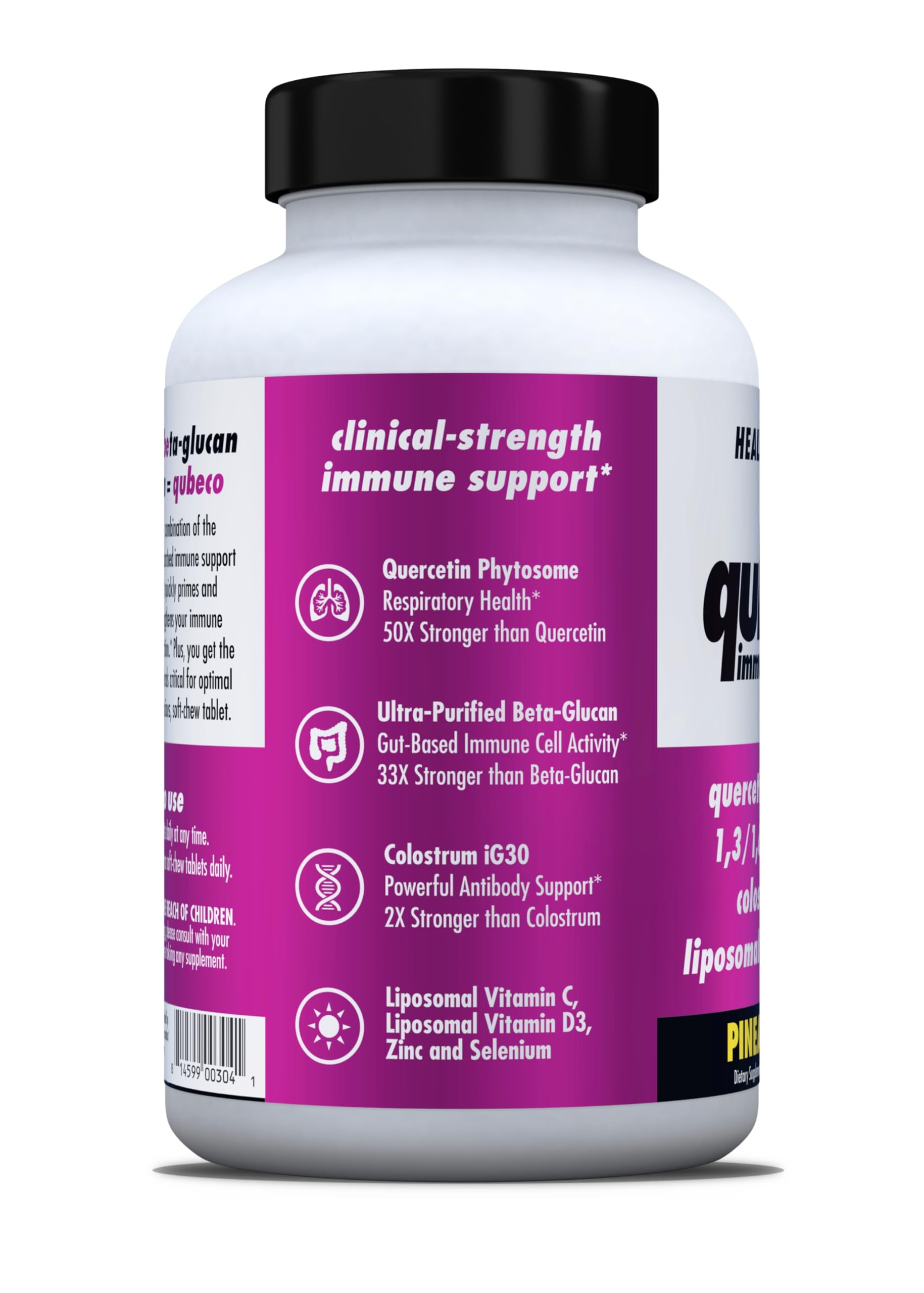 HEALTH DIRECT - Qubeco Immune Support with Vitamin D3, Liposomal Vitamin C, Quercetin, Beta-Glucan, Colostrum, Zinc, Selenium - Clinical Strength – 56 Soft Chew Tabs - 28 Day Supply - Pineapple Zest HEALTH DIRECTBuy Supplements Australia