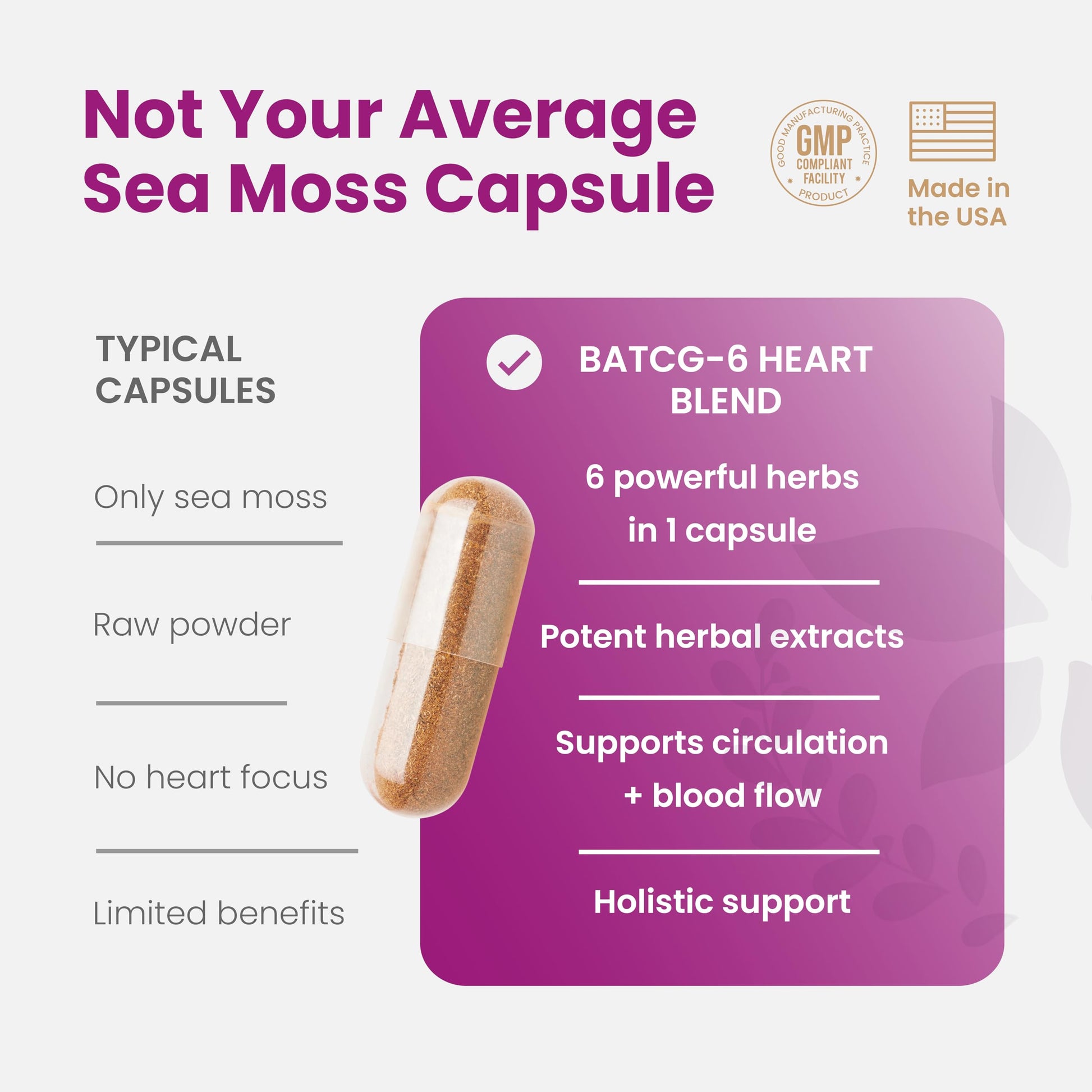 Healthy Herbs Wildcrafted Sea Moss Capsules | 1950mg BATCG-6 "Heart Complex Advanced Sea Moss Superblend | US-Made, Vegan, Non-GMO, Easy-Swallow (90 Capsules) Healthy HerbsBuy Supplements Australia