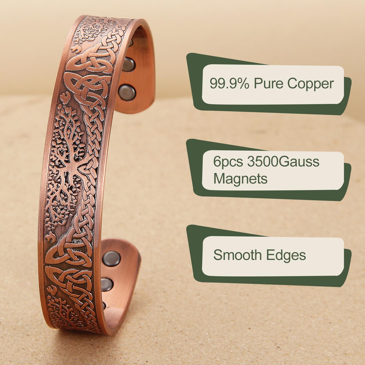 MagEnergy Magnetic Copper Bracelet for Men Life of Tree, 99.99% Pure Copper Bangle MagEnergyBuy Supplements Australia