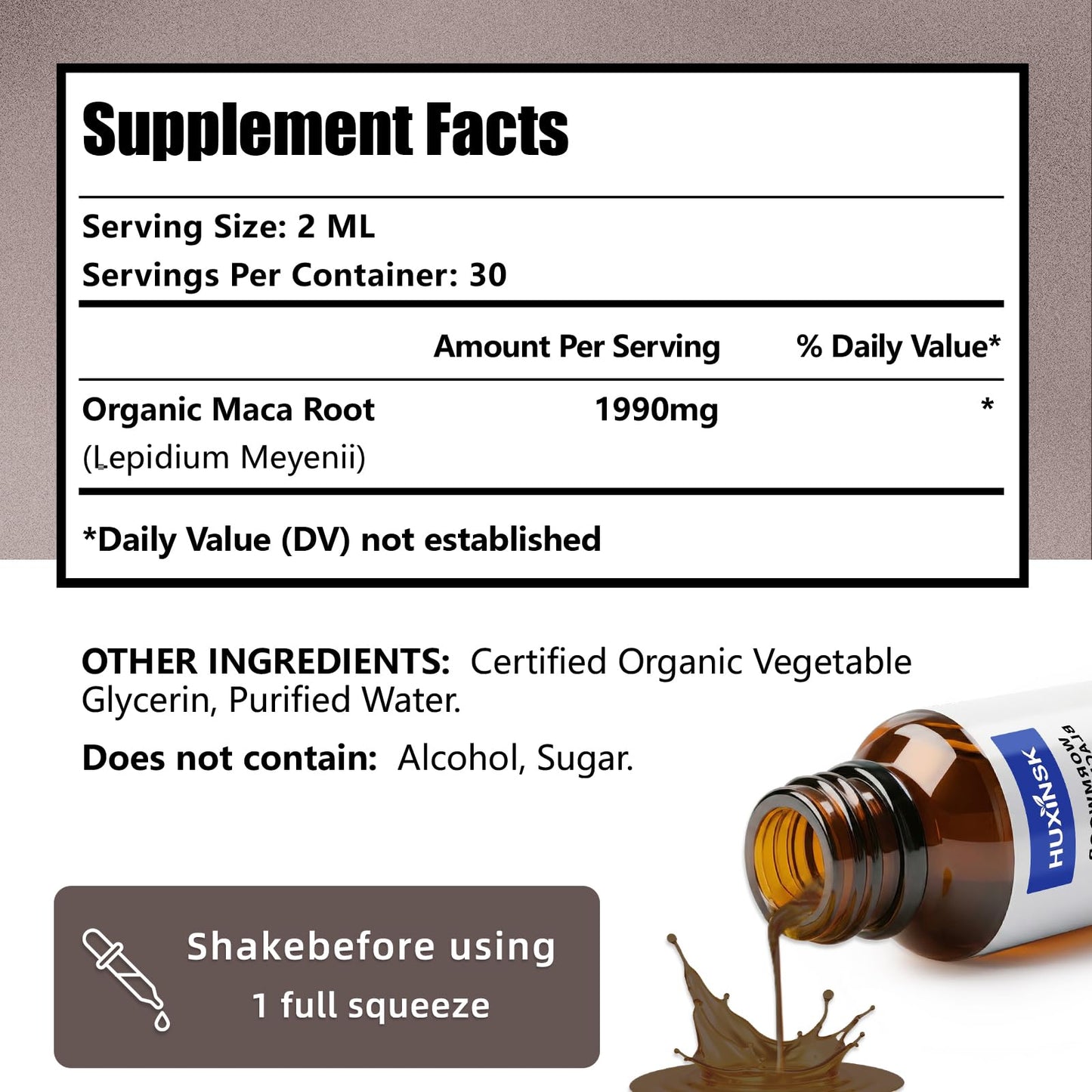 Maca Root Liquid Drops Extract | Peruvian Black & Red Blend | Natural Energy & Hormone Balance | Alcohol-Free, 60ml Vegan Tincture HUXINSKBuy Supplements Australia