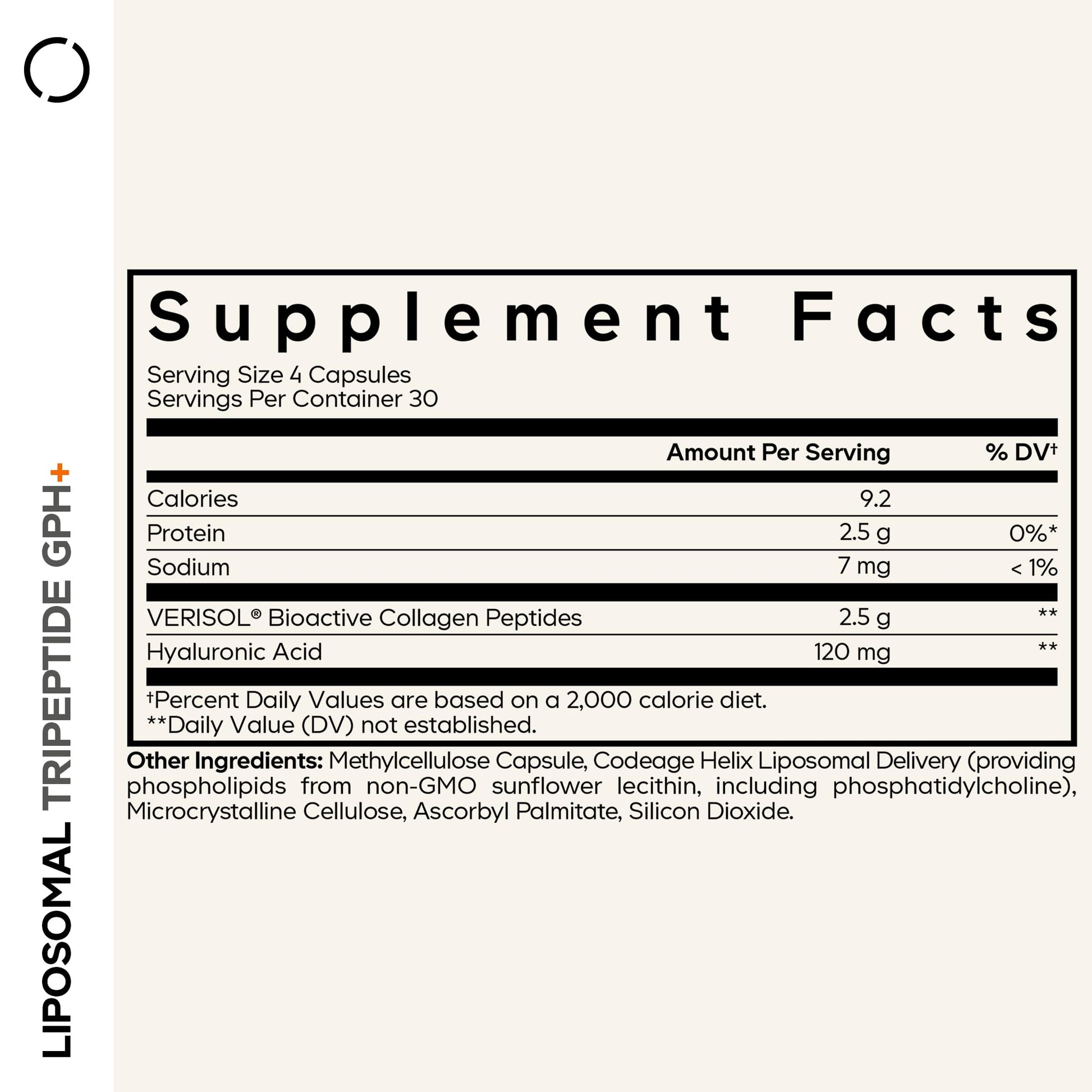 Codeage Liposomal Tripeptide GPH+ Supplement - Verisol Bioactive Beauty Collagen Peptides - Hyaluronic Acid - Skin Structure Support - GPH Tripeptide - Glycine–Proline–Hydroxyproline - 120 Capsules CodeageBuy Supplements Australia