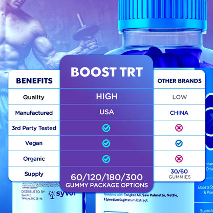 Boost TRT Gummies for Men, Official Boost TRT Male Performance Gummys with Natural Ingredients, Advanced BoostTRT Men's Gummy Supplement with Maximum Strength Premium Vitamins (60 Gummies) SyvorBuy Supplements Australia