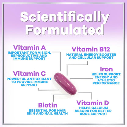 Multivitamin For Women - Complete Daily Woman's Multivitamins with Biotin, Calcium, Folic Acid, Iron, Zinc, Vitamin A, C, D, E & B Vitamins Hello Lovely!Buy Supplements Australia