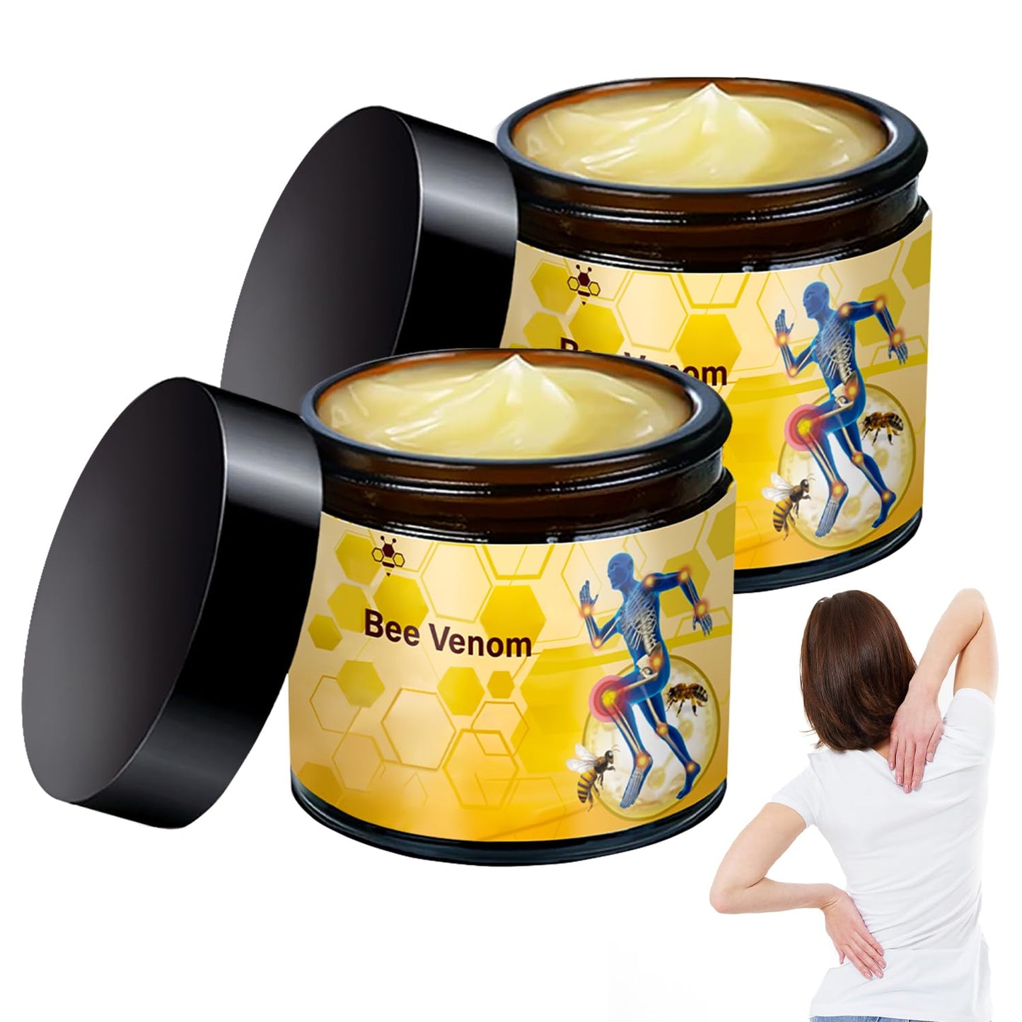 2 Pcs Bee Venom-Relief Cream, Professional Bee Venom Cream, Natural Joint Relief Gel, for Neck, Waist, Back Hand Feet and Leg YIVANNUOBuy Supplements Australia